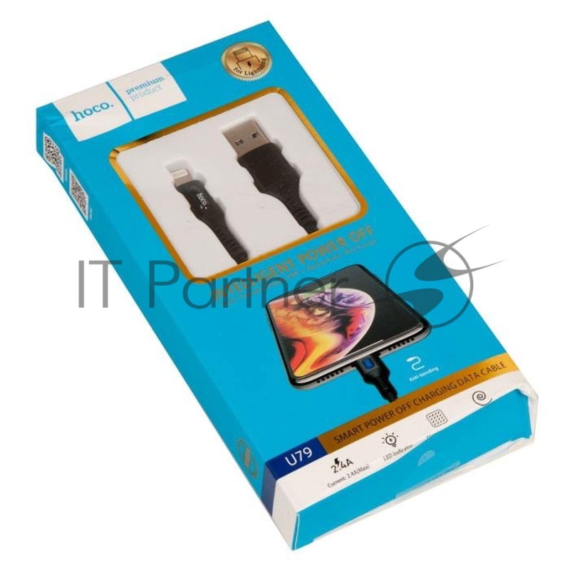 Кабель USB HOCO U79 Admirable для Lightning, 2.4А, длина 1.2м, черный