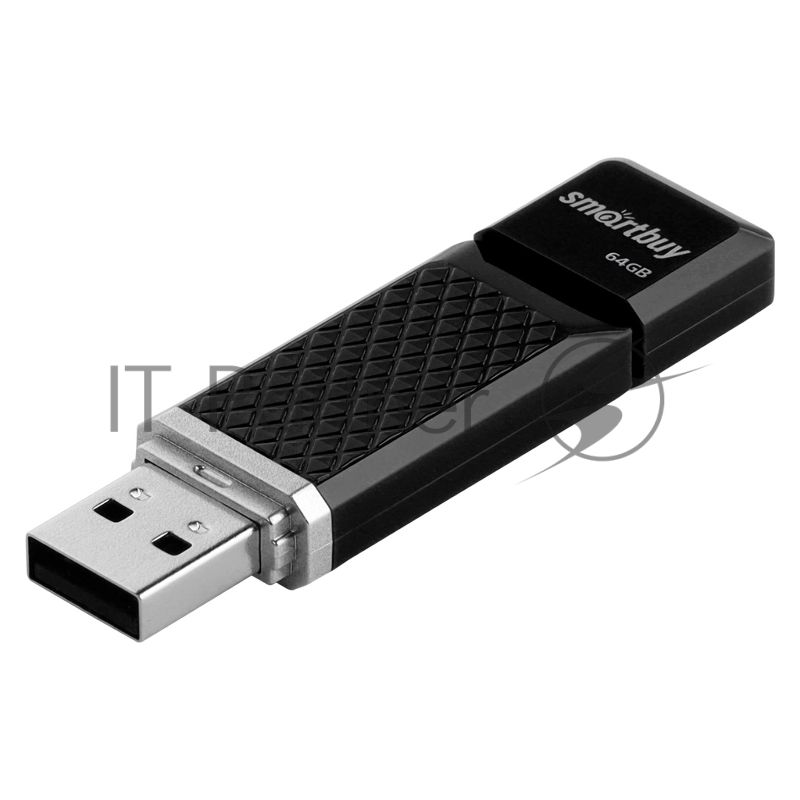 Флеш-диск 64GB SMARTBUY Quartz USB 2.0, черный, SB64GBQZ-K