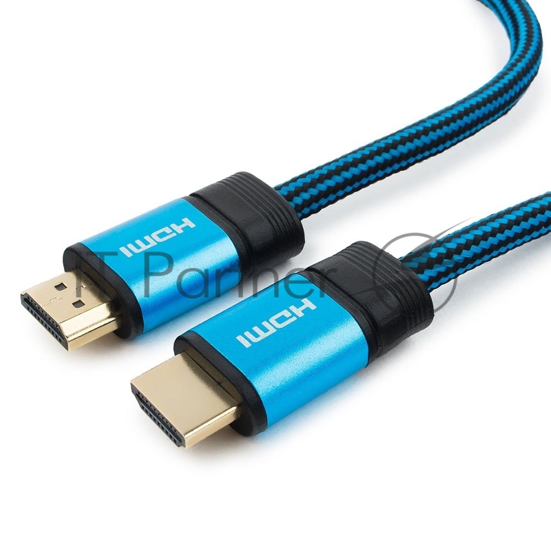 Кабель HDMI Cablexpert, серия Gold, 1 м, v1.4, M/M, синий, позол.разъемы, алюминиевый корпус, нейлоновая оплетка, коробка