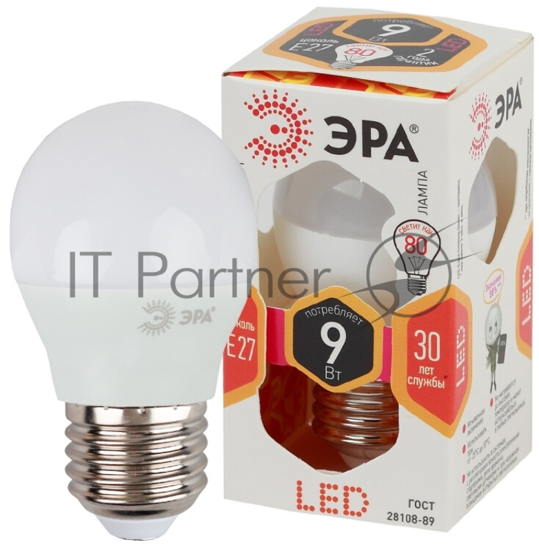 Лампа светодиодная ЭРА LED smd P45-9w-827-E27