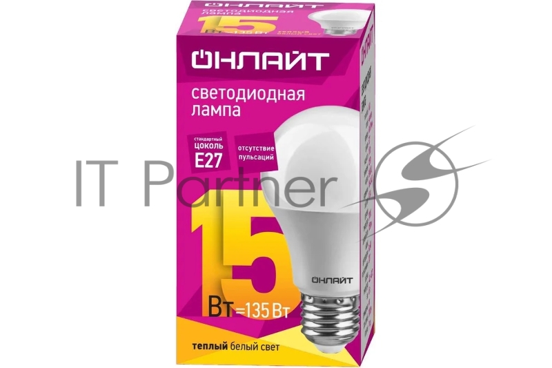Лампа светодиодная 61 149 OLL-A60-15-230-2.7K-E27 грушевидная ОНЛАЙТ 61149