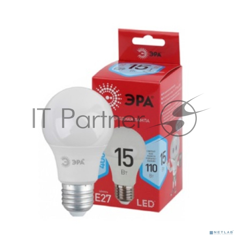 Лампа светодиодная A60-15W-840-E27 R (диод груша 15Вт нейт E27) (10/100/1500) ЭРА Б0046356