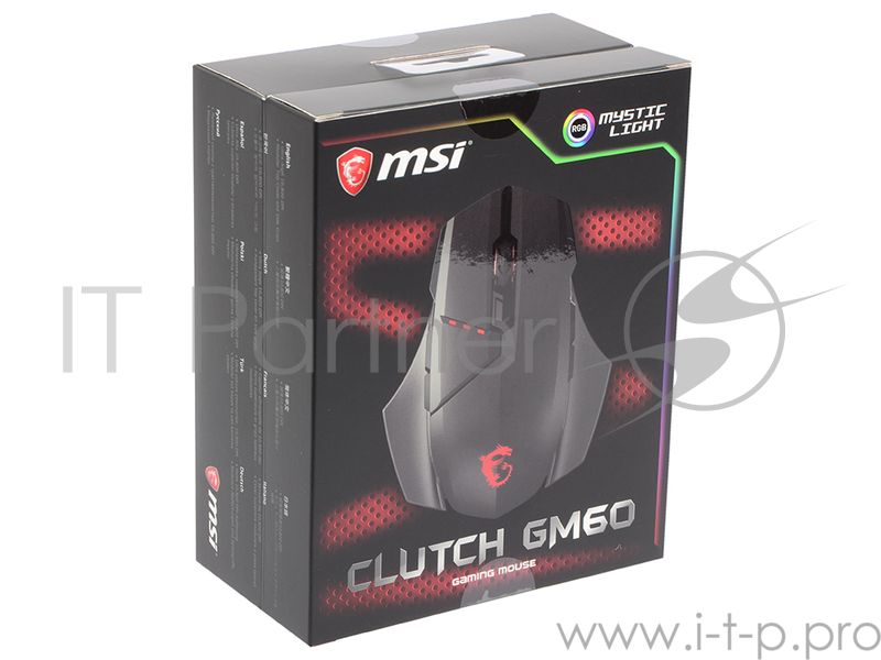 MSI Clutch GM60 Игровая мышь (8 кнопок, 10800 dpi, RGB подсветка, USB, S12-0401470-D22)