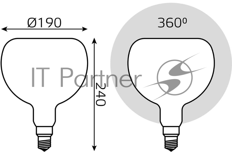 Лампа Filament А190 10W 890lm 4100К Е27 milky диммируемая LED