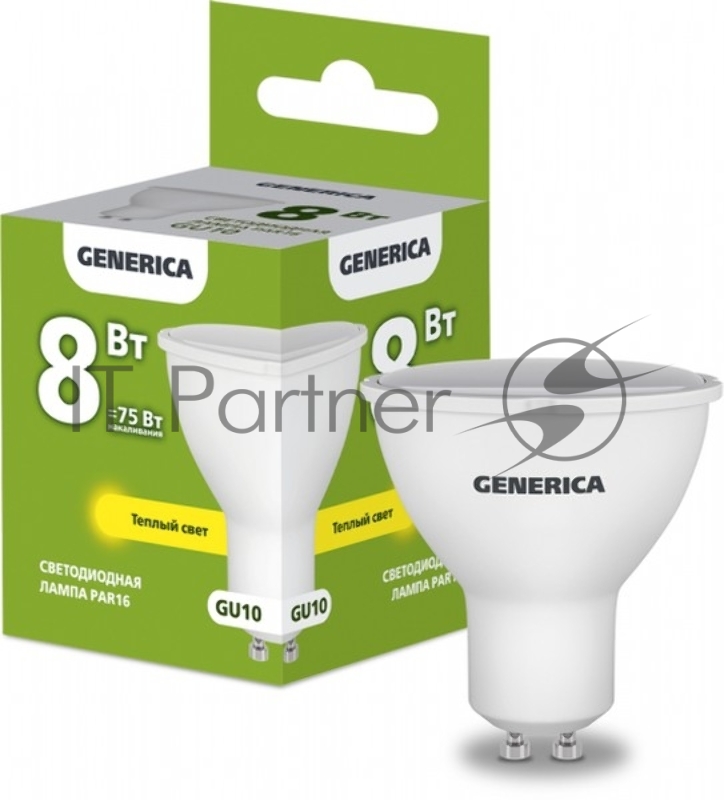 Лампа LED PAR16 IEK LL-PAR16-08-230-30-GU10-G софит 8Вт 230В 3000К GU10 GENERICA