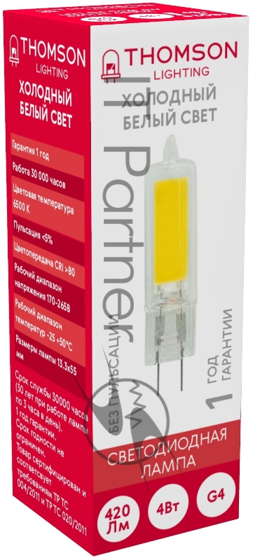 Лампа LED Thomson G4, капсульная, 4Вт, 6500К, белый холодный, TH-B4219, 1 шт.