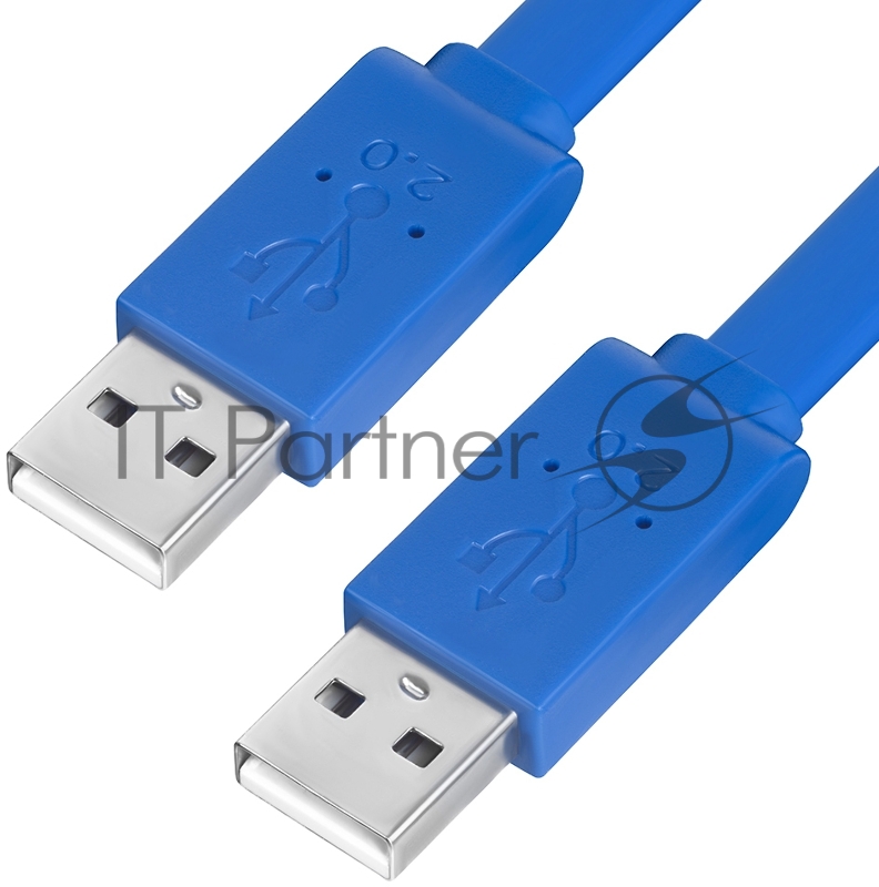 Кабель Greenconnect PROF 1.0m USB 2.0, AM/AM, плоский, синий, морозостойкий, GCR-UM4MF-BD-1.0m