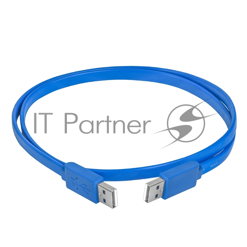 Кабель Greenconnect PROF 1.0m USB 2.0, AM/AM, плоский, синий, морозостойкий, GCR-UM4MF-BD-1.0m