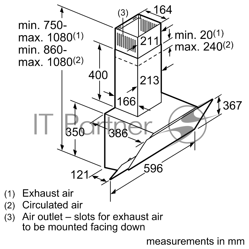 Вытяжка для настенного монтажа SIEMENS iQ300 LC66KAJ60M, ширина 60см, черный