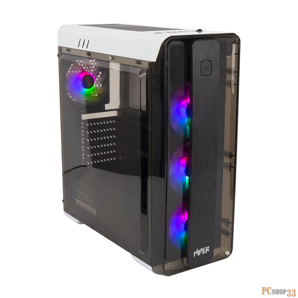 Корпус Hiper M11 FRGB-WT черный без БП ATX 4x120mm 1xUSB2.0 1xUSB3.0 audio bott PSU