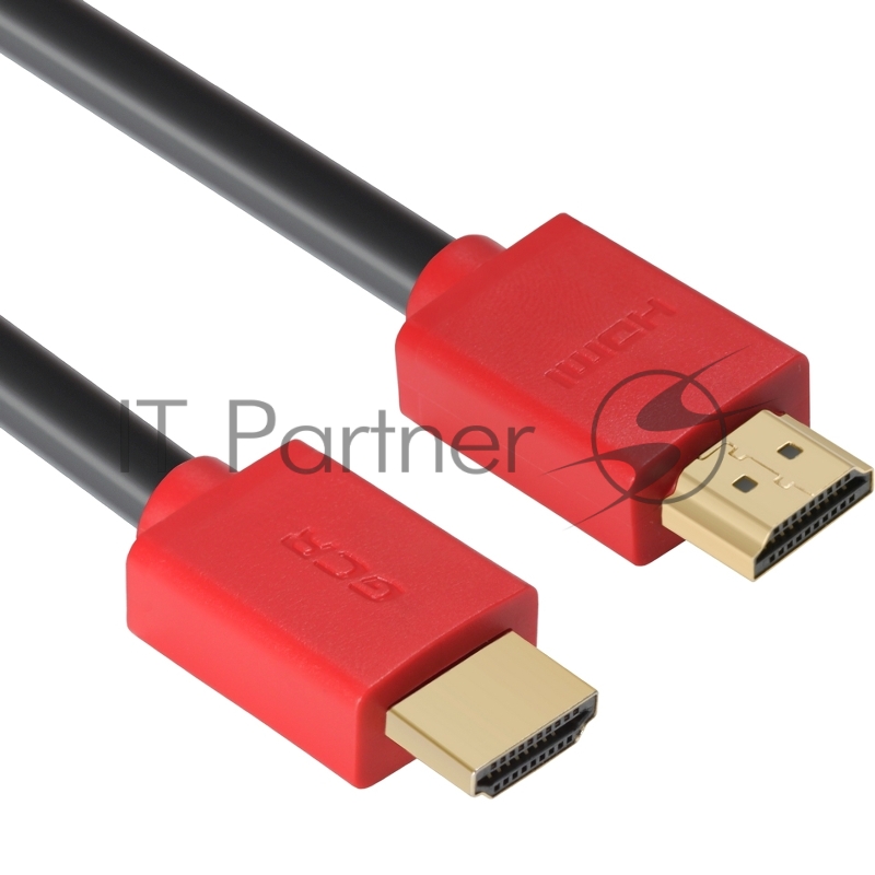 Кабель GCR 1.0m HDMI версия 1.4, черный, красные коннекторы, OD7.3mm, 30/30 AWG, позолоченные контакты, Ethernet 10.2 Гбит/с, 3D, 4K GCR-HM450-1.0m, экран