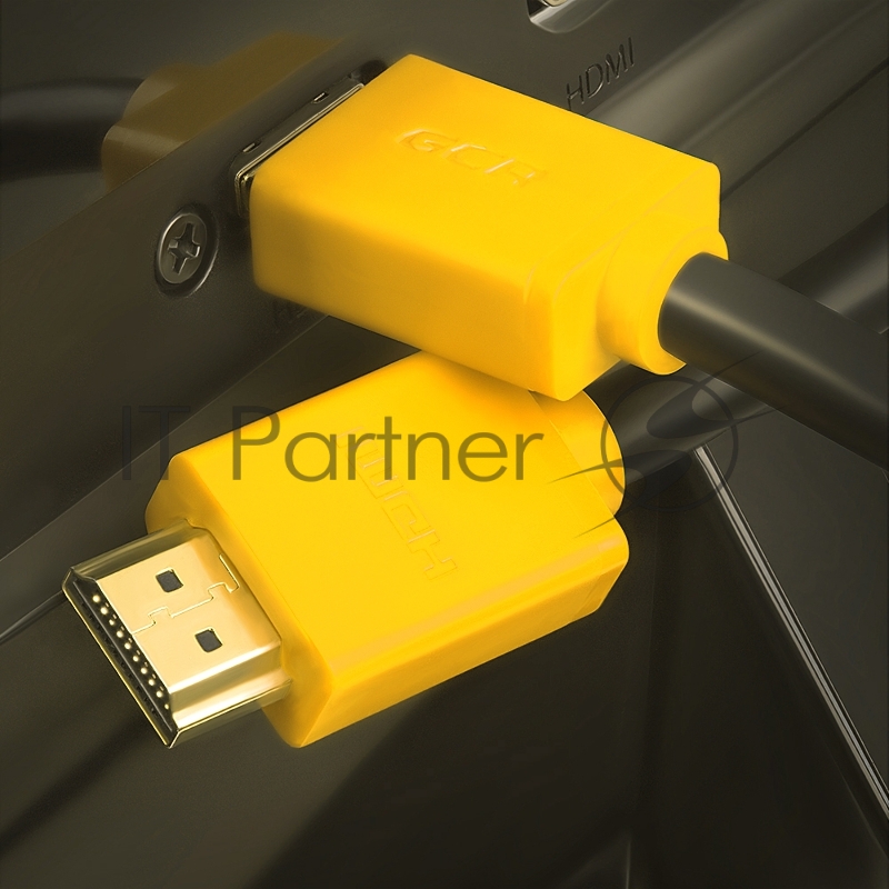 Кабель GCR 1.8m HDMI версия 1.4, черный, желтые коннекторы, OD7.3mm, 30/30 AWG, позолоченные контакты, Ethernet 10.2 Гбит/с, 3D, 4K GCR-HM440-1.8m, экран