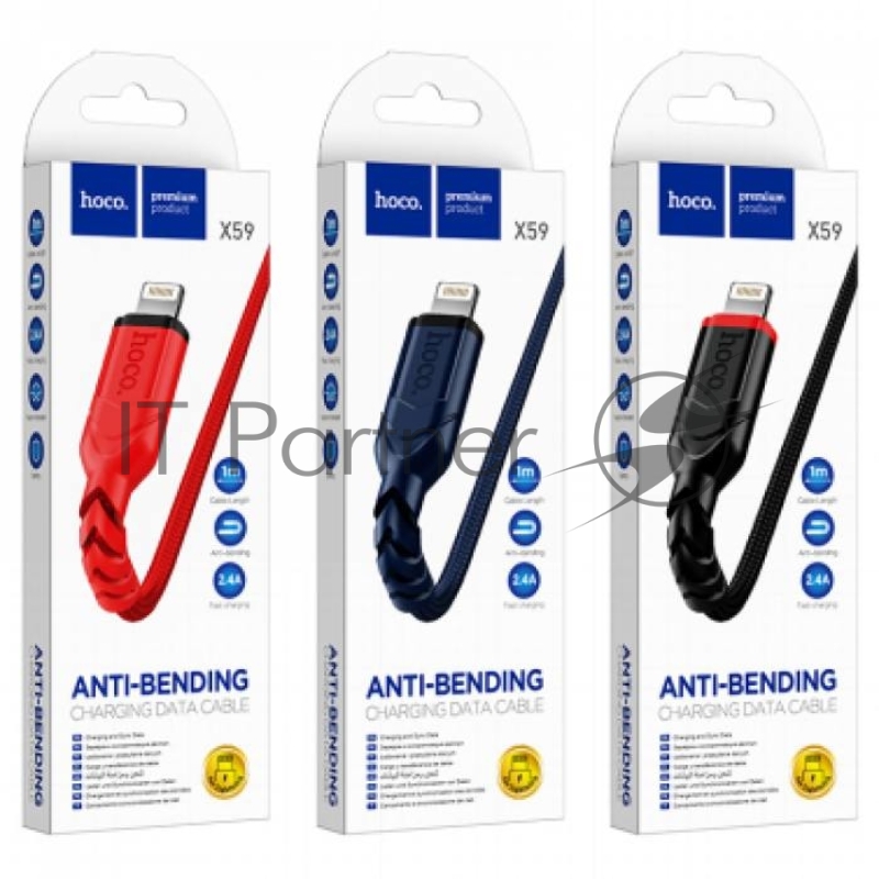 Кабель USB HOCO X59 Victory для Lightning, 2.4А, длина 1.0м, черный