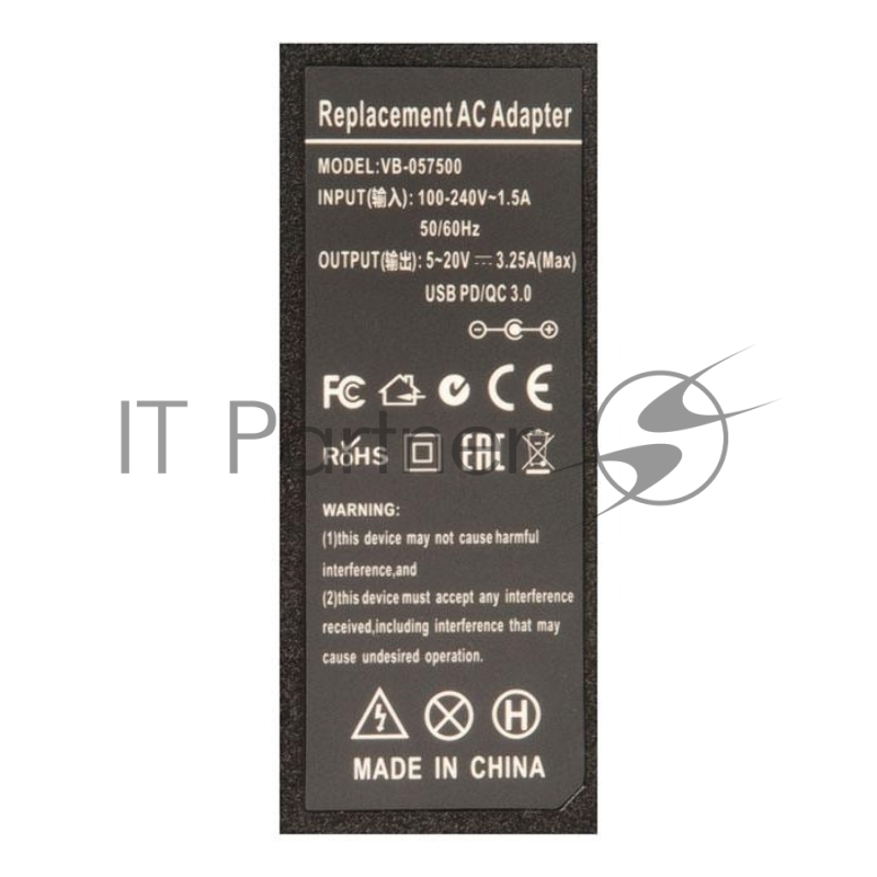 Блок питания для ноутбука Lenovo 5V, 9V, 15V/3A, 20V, 65W, Type-C