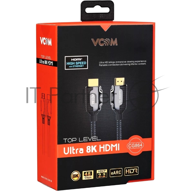 Кабель VCOM CG864-0.5M HDMI 19M/M,ver. 2.1, 8K@60 Hz 0.5m VCOM <CG864-0.5M>