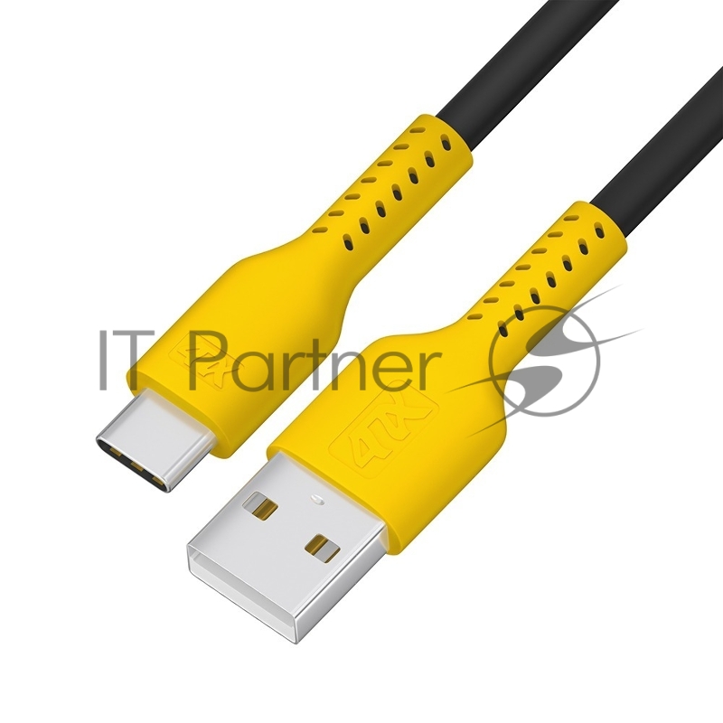 Кабель 1.0m TypeC, QC, черный, желтый ПВХ