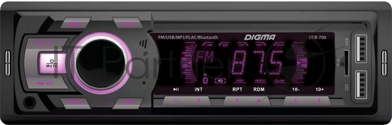Автомагнитола Digma DCR-700 1DIN 4x50Вт