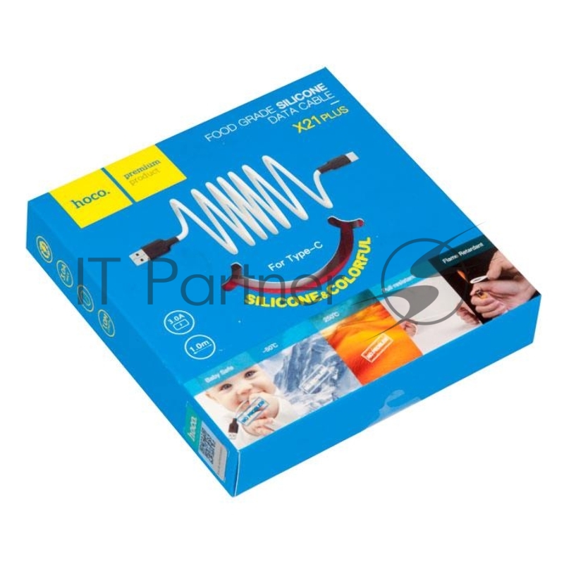 Кабель USB HOCO X21 Plus Silicone для Type-C, 3.0A, длина 1.0м, красный