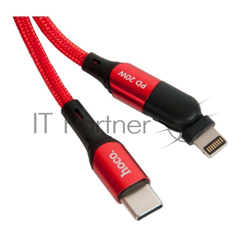Кабель Type-C HOCO U100 Orbit PD для Lightning, 3.0А, длина 1.2м, красный