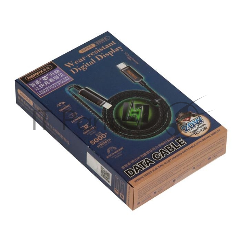 Кабель Type-C REMAX RC-128i REMINE Series with Digital Display lightning, PD 20W, длина 1.2м, черный