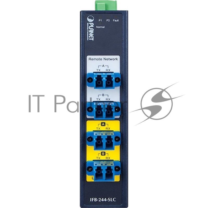 Коммутатор PLANET IFB-244-SLC Industrial 2-channel Optical Fiber Bypass Switch w/ 4x LC Single mode (-40~75 C, dual 9~48V DC/24V AC)