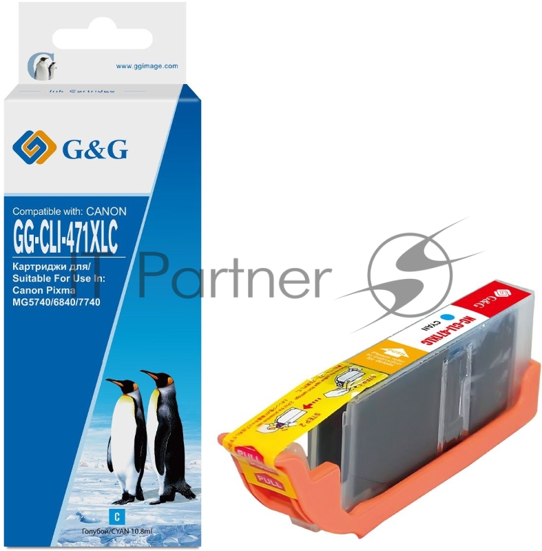 Картридж струйный G&G GG-CLI-471XLC голубой (10.8мл) для Canon TS5040/MG5740/MG6840/MG7740