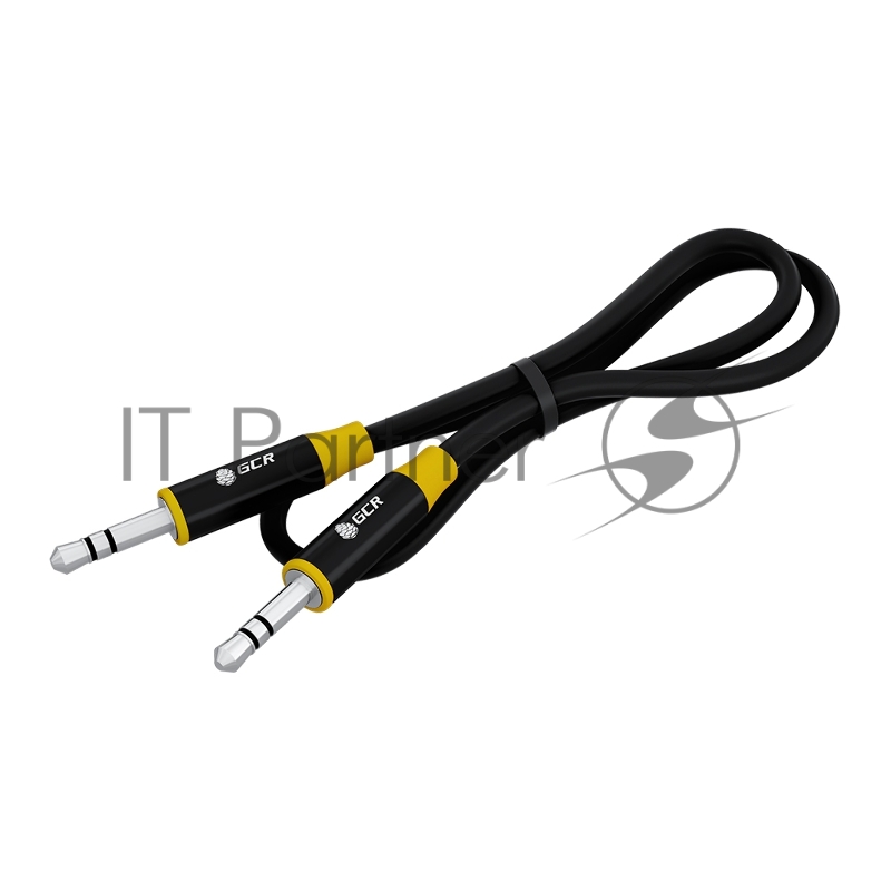 Кабель GCR 2.0m аудио jack 3.5mm/jack 3.5mm черный, AL case черный, желтая окантовка, M/M, GCR-54756