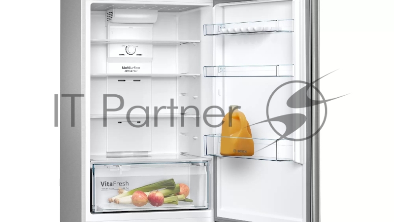 Отдельностоящий холодильник с морозильной камерой сверху Bosch KDN43N120M Series 2, 1780x700x645, 252/113 л, 42 дБ, NoFrost, Vita Fresh, MultiAirFlow