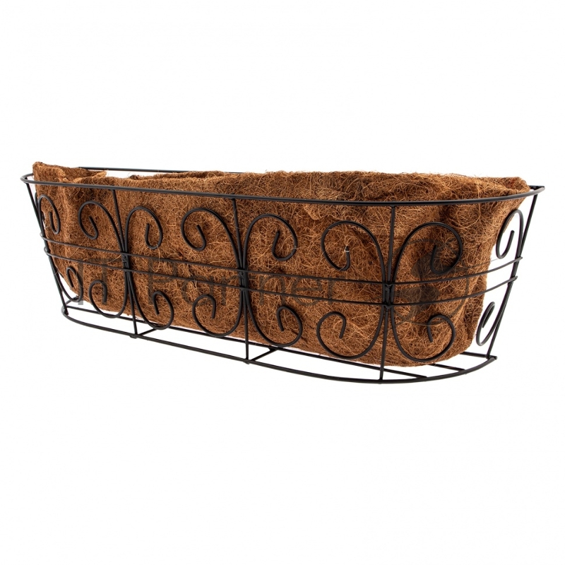 Кашпо пристенное с декором, с кокосовой корзиной, размер 74х20 см// Palisad