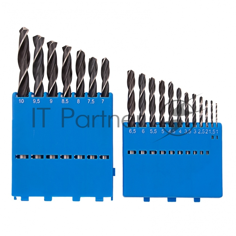 Набор сверл по металлу, 1-10 мм (через 0,5 мм), 19 шт., Р6М5, прокат, цилиндр. хвост., бокс// Барс