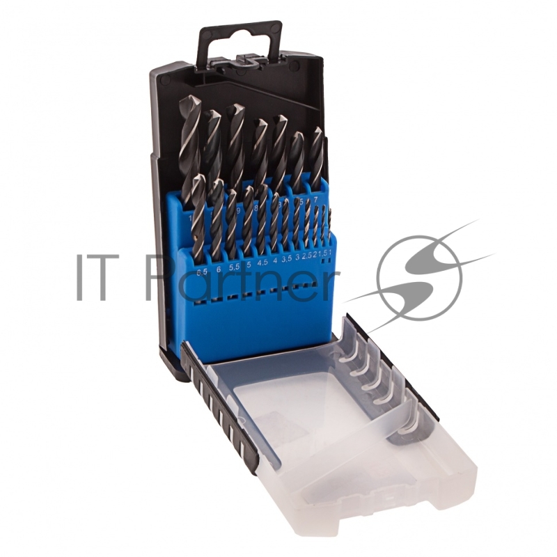 Набор сверл по металлу, 1-10 мм (через 0,5 мм), 19 шт., Р6М5, прокат, цилиндр. хвост., бокс// Барс