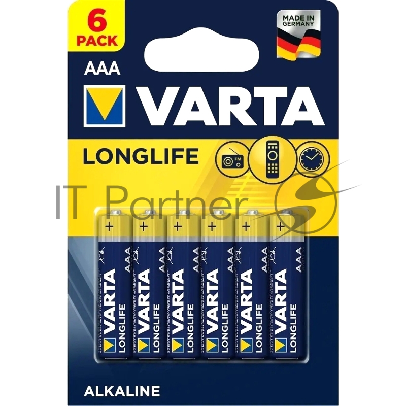 Батарейка Varta LONGLIFE LR03 AAA BL6 Alkaline 1.5V (4103) (6/60/300)