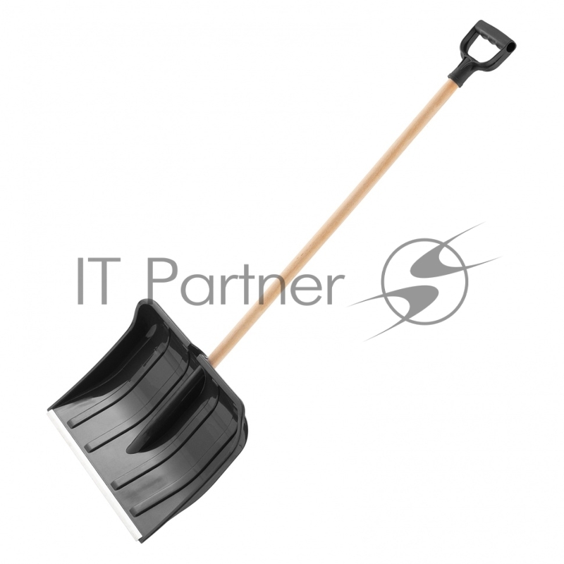 Лопата для уборки снега пластиковая, 470х350х1360 мм, деревянный черенок// Palisad