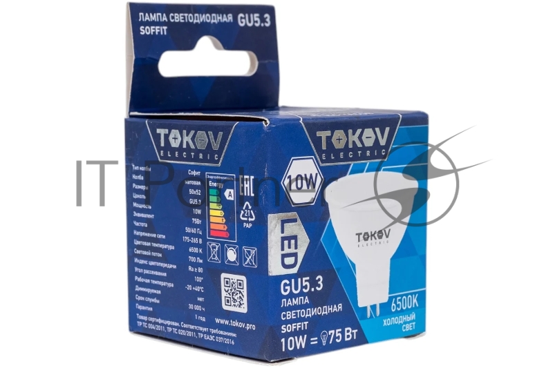 Лампа светодиодная 10Вт Soffit 6500К GU5.3 176-264В TOKOV ELECTRIC TKE-MR16-GU5.3-10-6.5K