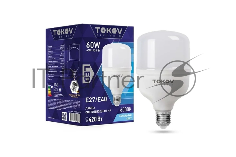 Лампа светодиодная 60Вт HP 6500К Е40/Е27 176-264В TOKOV ELECTRIC TKE-HP-E40/E27-60-6.5K