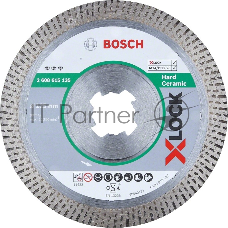 Диск алмазный по керам. Bosch X-LOCK Best for Hard Ceramic (2608615135) d=125мм d(посад.)=22.23мм (угловые шлифмашины)