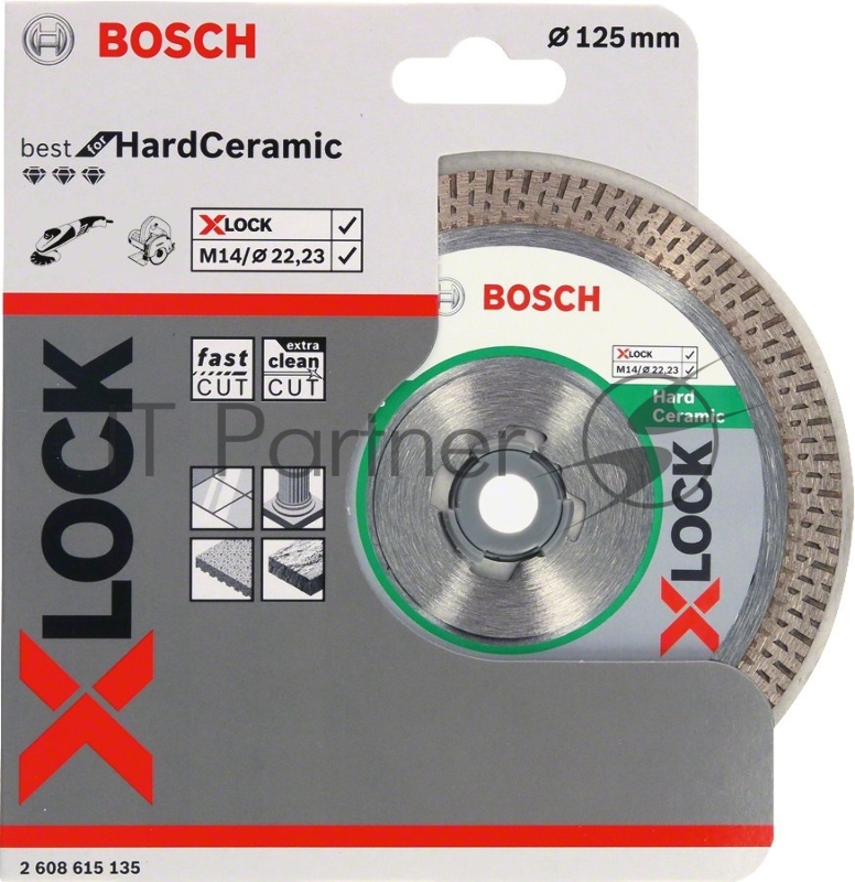Диск алмазный по керам. Bosch X-LOCK Best for Hard Ceramic (2608615135) d=125мм d(посад.)=22.23мм (угловые шлифмашины)