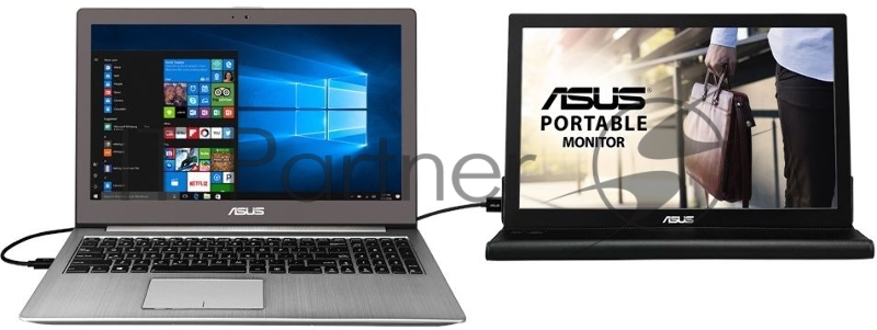 МОНИТОР 15.6 ASUS MB169B+ Black (IPS, LED, Wide, 1920x1080, 14ms, 160°/160°, 200 cd/m, 700:1, +USB,