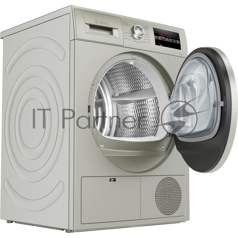 Сушильная машина Bosch WTG8641XME .84.2 x 59.8 x 63.6 см, 8 кг, класс энергопотребления B, конденсационный , серебристый цвет