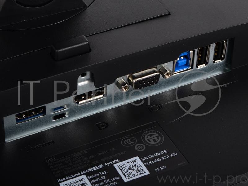 Монитор Dell 21.5 P2217H Black IPS, 1920x1080, 6ms, 250 cd/m2, 1000:1 (DCR 4M:1), D-Sub, HDMI, DP,