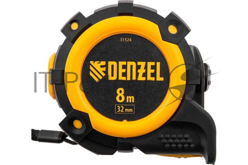 Рулетка 8м х 32мм, автоматич. фиксац., нейлон. покрытие, магнит. зацеп, двухстор. разметка// Denzel