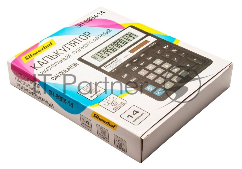 Калькулятор настольный Silwerhof SH-888X-14 черный 14-разр.
