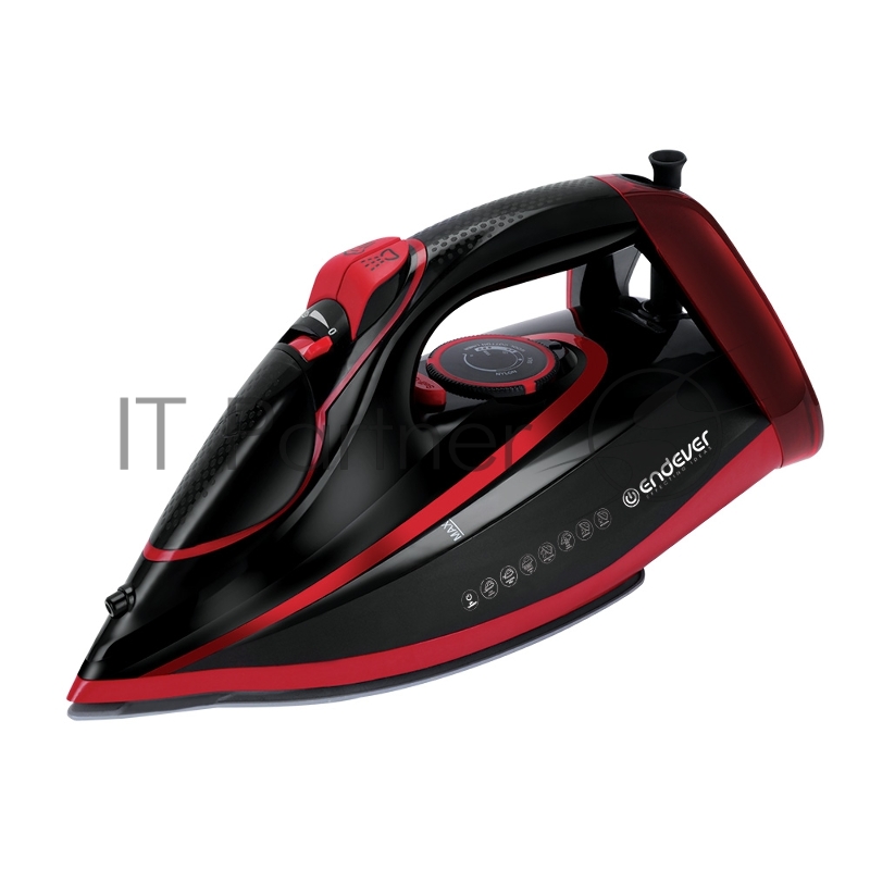 Утюг электрический Endever Delta-225, черный/красный, Мощность 2400 Вт, Подача пара 40 г/мин, Паровой удар 150 г/мин, 8 шт/уп