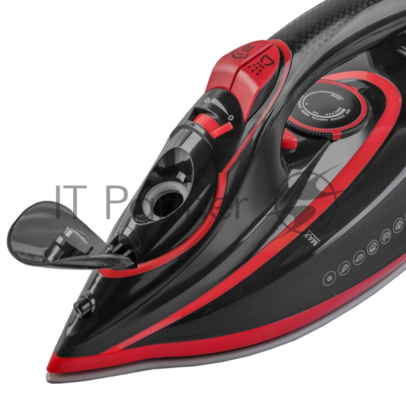 Утюг электрический Endever Delta-225, черный/красный, Мощность 2400 Вт, Подача пара 40 г/мин, Паровой удар 150 г/мин, 8 шт/уп