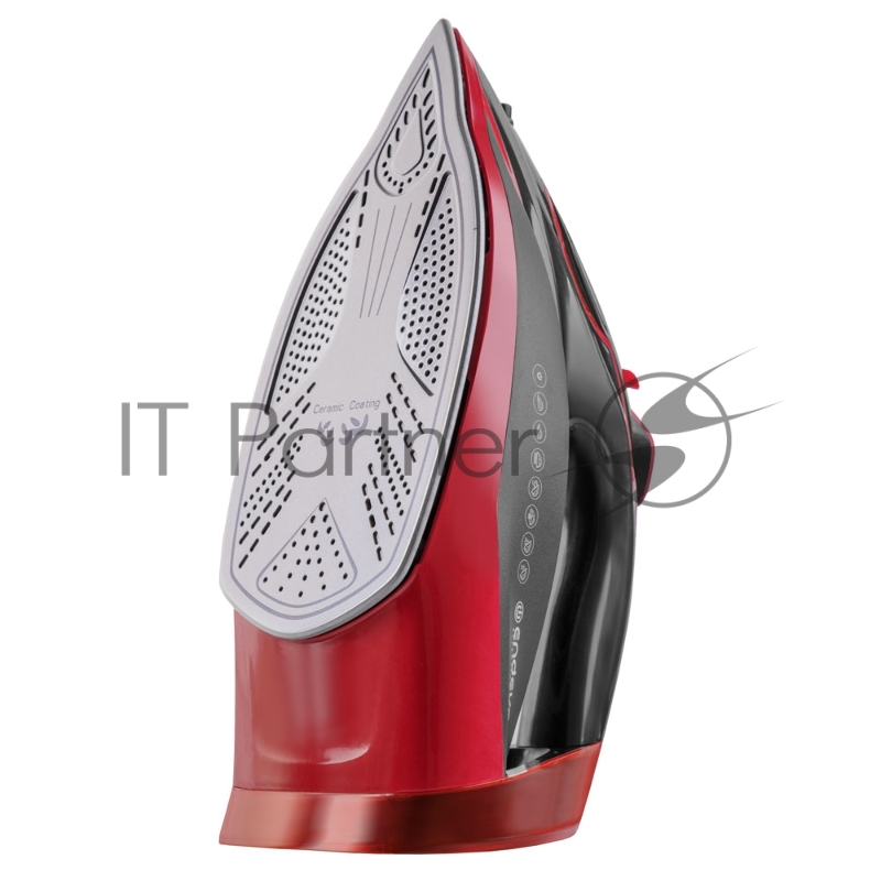 Утюг электрический Endever Delta-225, черный/красный, Мощность 2400 Вт, Подача пара 40 г/мин, Паровой удар 150 г/мин, 8 шт/уп