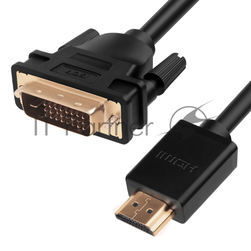 Кабель Greenconnect HDMI-DVI 10.0m черный, OD8.0mm, 28/26 AWG, позолоченные контакты, 19pin AM / 24+1M AM Dual Link, тройной экран, GCR-51509