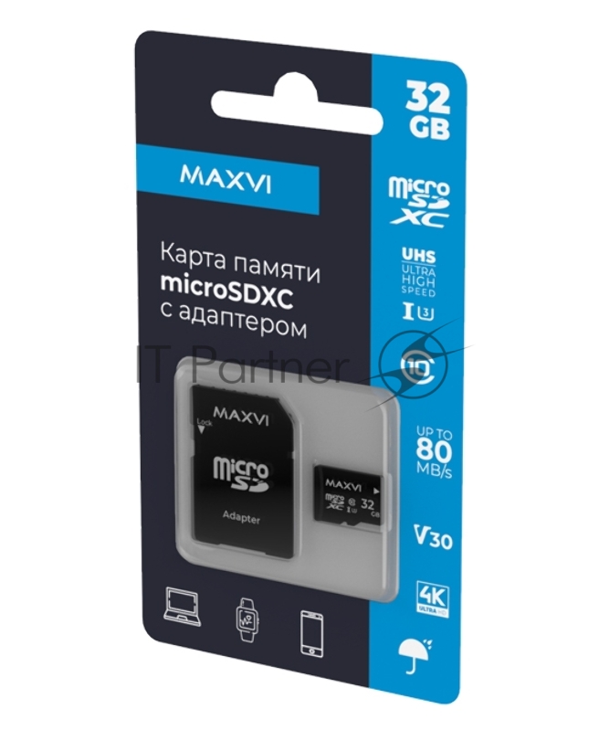 Карта памяти Maxvi (MSD32GBC10V30) microSDXC 32GB, class 10, UHS-I (3), V30