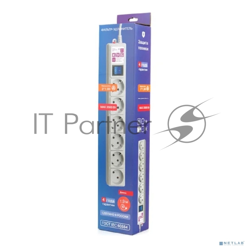 Фильтр-удл. PC сер. 1,9м 6 р 16А SPG6-16-1,9М