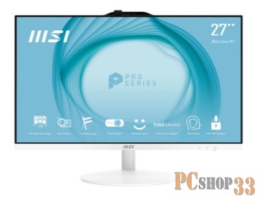 Моноблок MSI Pro AP272 12M-206XRU 27 Full HD i5 12400 (2.5) 8Gb SSD512Gb UHDG 730 noOS GbitEth WiFi BT 120W клавиатура мышь белый 1920x1080