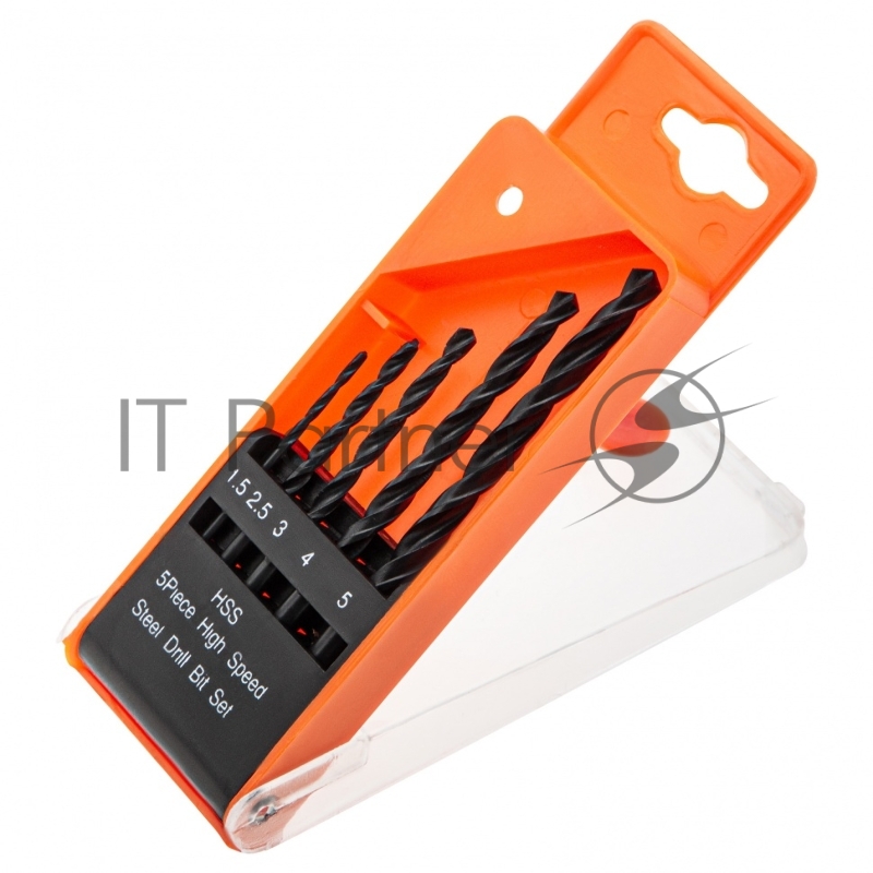 Набор сверл по металлу, 1,5-2,5-3-4-5 мм, HSS, 5 шт., пласт. бокс, цилинд. хвостовик// Sparta